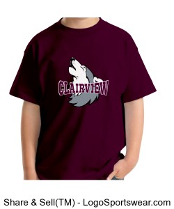 Youth Maroon Clairview Mascot Shirt Design Zoom