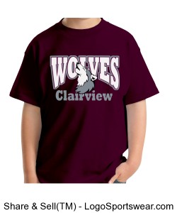 Youth Maroon Clairview Wolves Shirt Design Zoom